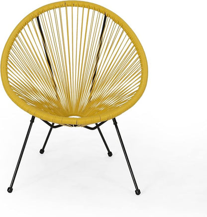 Christopher Knight Home Outdoor Hammock Weave Chair with Steel Frame (Set of 2) - Yellow and Black Finish