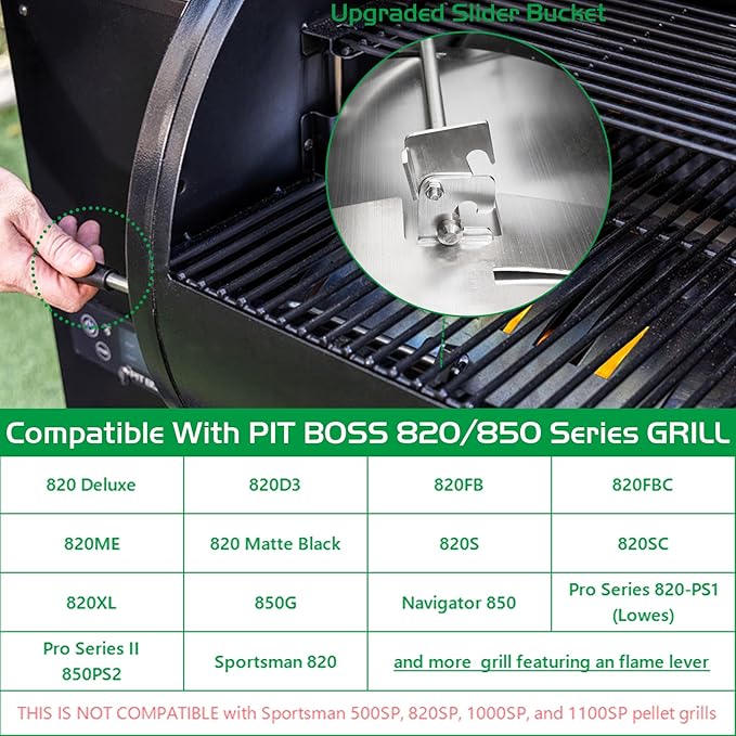 Flame Broiler Kit for Pit Boss 850 820 Series Pellet Grills Replacement Parts Pitboss Diffuser Heat Deflector Plate Slide Cover 74518 n Bottom Plate 74519 Smoker BBQ Accessories
