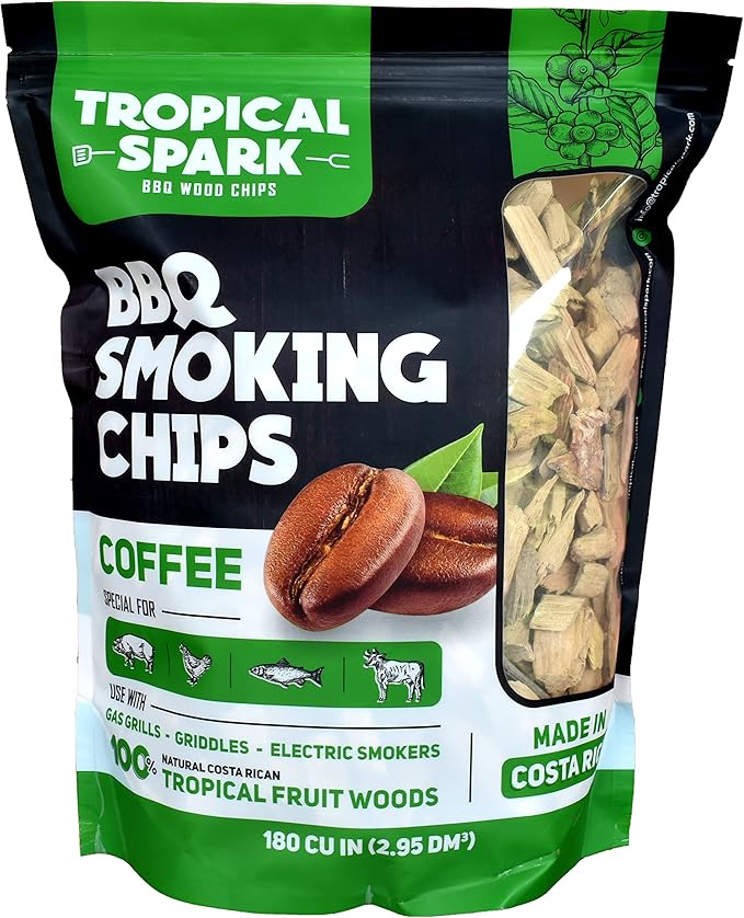 Wood Chips | Perfect for BBQ, Smoking, Grilling, Bake, Roast, Braise | Premium 100% All-Natural | Coffee | 180 cu in Bag