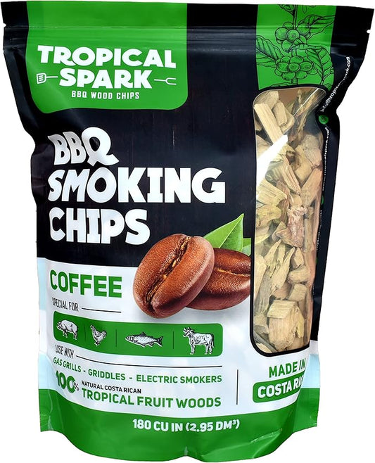 Wood Chips | Perfect for BBQ, Smoking, Grilling, Bake, Roast, Braise | Premium 100% All-Natural | Coffee | 180 cu in Bag