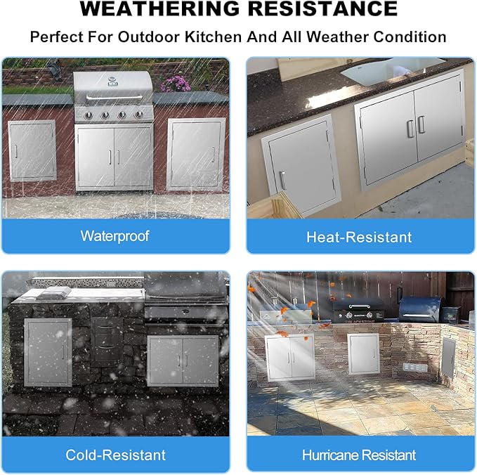 BBQ Access Door 14" W x 20" H-304 Stainless Steel Never Rust-Double Layer-Outdoor Kitchen Doors-Outside Cabinet Door-Weatherproof GrillDoor-Flush Mount BBQ Island Doors-MetalDoor for Outdoor Kitchen