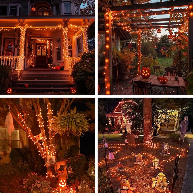 JMEXSUSS 400 LED Orange Lights for Halloween Decor, Plug in with Remote | 132ft Orange String Lights Indoor Outdoor, Fall Lights for Living Room Garden Patio Party Haunted House Tree Decorations