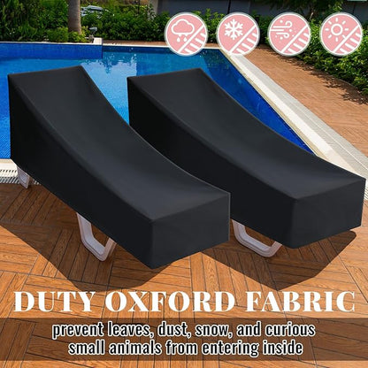 Patelai 2 Set Outdoor Chaise Lounge Cushions with Chair Covers, 70 x 21 x 3 Inch Waterproof Sun and Fade Resistant Thick Replacement Lounge Chair Cushions with Pockets for Patio Poolside (Red)