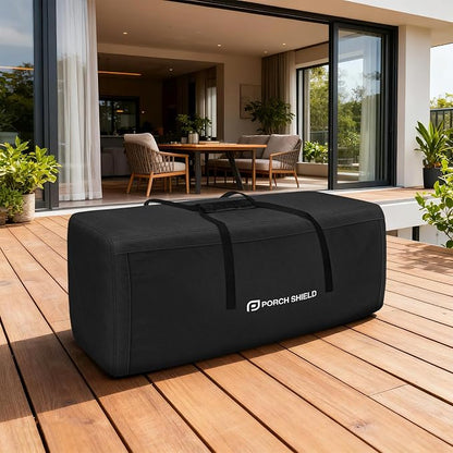 Porch Shield Outdoor Cushion Storage Bag 62 inch Waterproof Outside Storage Bags for Patio Furniture with Zippers and Handles Black