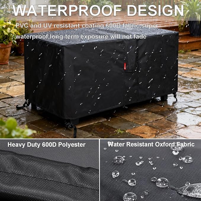 SheeChung Fire Pit Cover Rectangular 44"L x 34"W x 25"H,Waterproof Heavy Duty 600D Outdoor Table Firepit Cover,Gas Fire Pit Table Covers Outside with Buckle,Drawstring and Air Vent,Fading Resistant