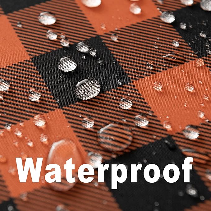 Waterproof Plaid Tablecloth Fabric - Round 120 Inch Classic Gingham Checker Table Cloth for Indoor/Outdoor Use - Buffalo Table Cover for Picnics, BBQs, and Parties