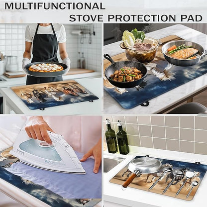 Stove Top Covers for Electric Stove,Galloping Horse Flat Top Stove Cover,Cool Animal Heat Resistant Glass Top Stove Cover Protector Anti-Slip Range Covers, 28 x 20 Inch