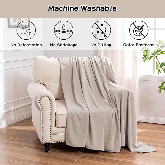 MEETSKY Small Couch Cover Oversized Armchair Sofa Covers Washable for Dogs Single Recliner Sofa Slipcover, Cat Scratch Proof Soft Sofa Throw Protector for Pets, 71" x 91", Oat