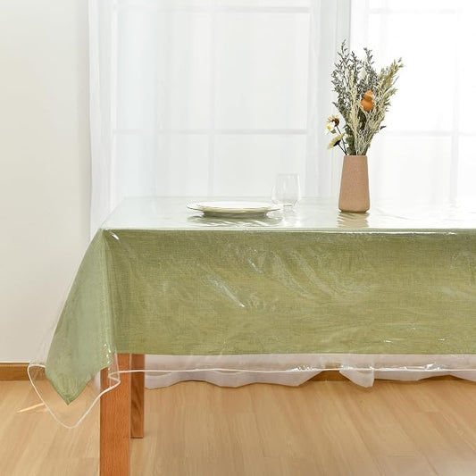 JIUZHEN 70" x 120" Clear Vinyl Tablecloth – Heavy Duty, Waterproof, Oil-Proof – Easy Clean Cover for Dining, Parties, Camping, Outdoor (Rectangle)