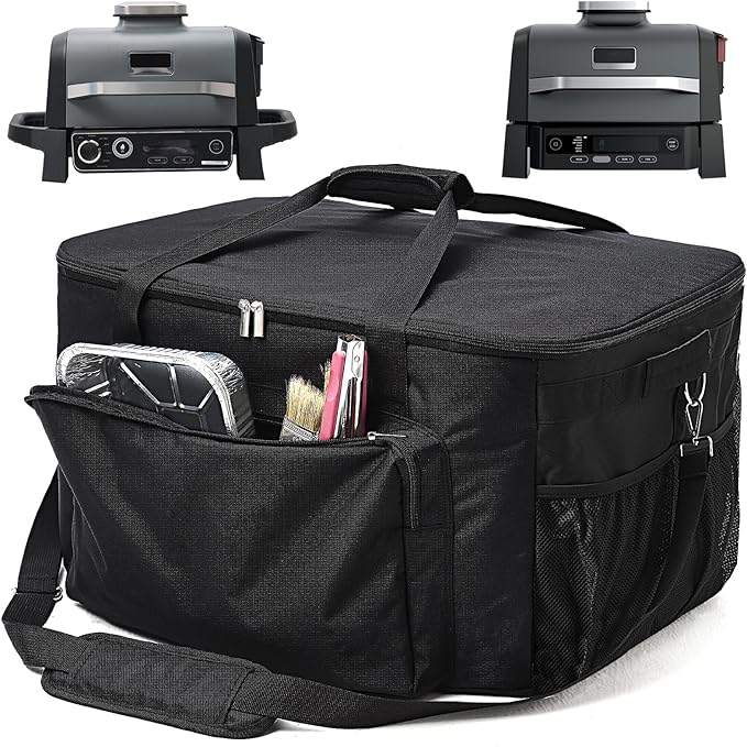 Carry Bag for Ninja Woodfire Outdoor Grill, Accessories for Ninja Wood Fire Smoker Grill OG300/700 Series, Padded Carrying Case with Muti-Pockets and Shoulder Straps, Water-Resistant (Bag Only)