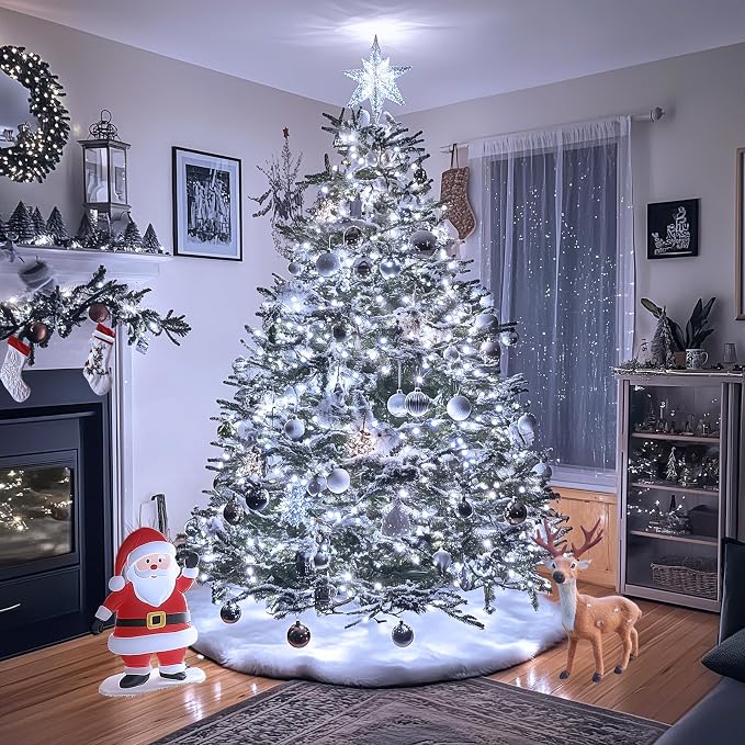 JMEXSUSS 200 LED White Christmas Lights Outdoor, 66ft String Lights Plug in | Connectable, 8 Modes, Waterproof, Indoor Outdoor Use, Green Wire Christmas Lights for Tree Wedding Party Bedroom Xmas Decor