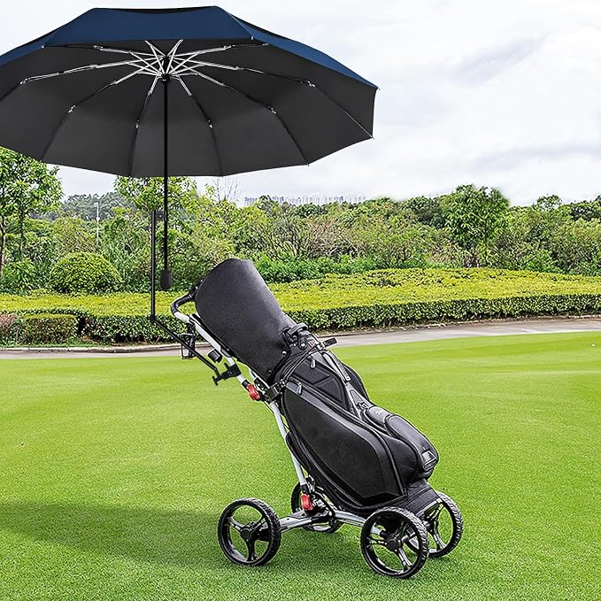 HOBVO UPF 50+ Golf Umbrella with Adjustable Universal Clamp, Portable Umbrellas for Rain, Manual Open & Close, for Beach Chair, Golf Cart, Stroller, Bleacher, Patio