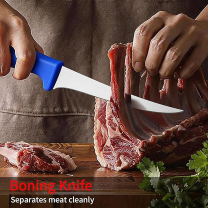 Stainless Steel Camping Knife - 5 PCS Chef Knives with Roll Bag, Kitchen Knife Set for Cutting Meat, Fruits & Vegetables