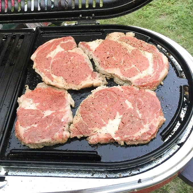 Uniflasy Cast Iron Half Grill Cooking Griddle for Coleman RoadTrip Swaptop Grills LX LXE LXX, Non-Stick Flat Cooking Pan BBQ Accessories, 1 Pack