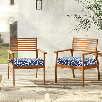 downluxe Outdoor Chair Cushions Set of 4 for Patio Furniture, Water-Resistant Square Corner Patio Chair Cushions with Ties, High Density Foam Outdoor Seat Cushion, 18.5" X 16" X 3", Circular Geometry