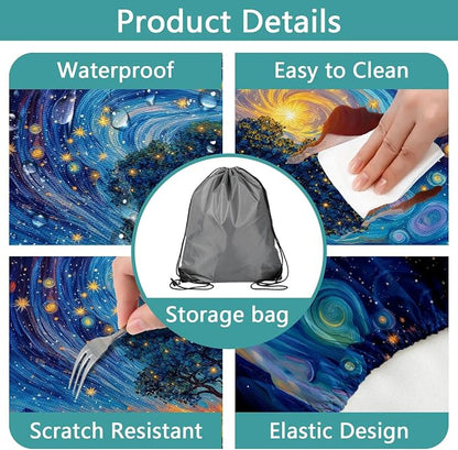 Piano Keyboard Picnic Table Cover with Bench Covers, Camping Essentials, Whirlpool Star Tree Flower Waterproof Windproof, Fitted Tablecloth Cover with Elastic Edge for Outdoor Garden 3 PCS 30x72 Inch