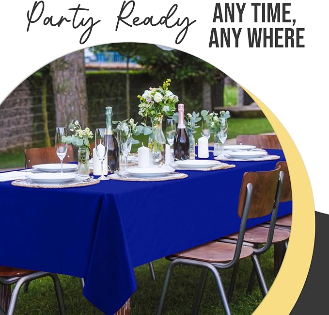 Exquisite 66% Thicker Premium Plastic Table Cloth Rectangle Table Cover 0.5 Mil 12 Pack Dark Blue Table Cloth 54 Inch x 108 Inch Disposable Tablecloth Won't Tear Easily Like Cheap Thin Brands