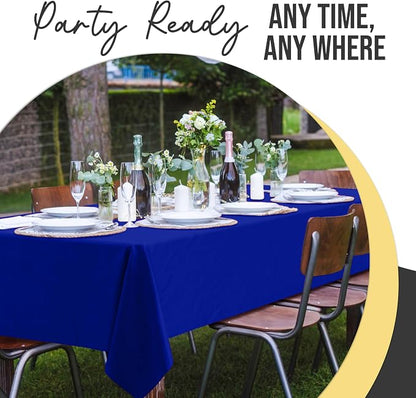 Exquisite 66% Thicker Premium Plastic Table Cloth Rectangle Table Cover 0.5 Mil 24 Pack Dark Blue Table Cloth 54 Inch x 108 Inch Disposable Tablecloth Won't Tear Easily Like Cheap Thin Brands