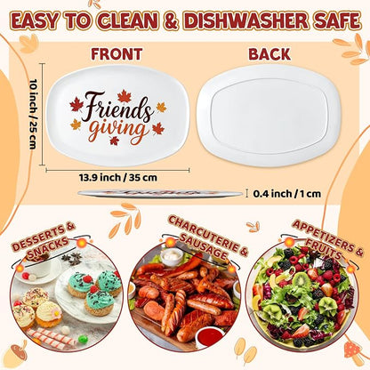 R HORSE Fall Thanksgiving Melamine Platter Gift for Friends | Friends Giving Reusable Serving Tray, Thanksgiving Serving Dish Plate for Turkey, Snack, Dessert, Fall Dinner Party Supplies
