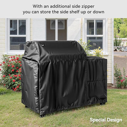 Waterproof Full-Length All Weather Grill Cover Accessory for Traeger Woodridge Pro and Woodridge Elite Pellet Grills,Tear & Fade Resistant Windproof Grill Cover with Buckle,Drawstring,Black