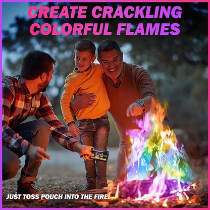 25 Pack Colorful Flames Color Fire Packets Fire Pit for Campfire,Fire Color Packets Camping Accessories for Kids & Adults,Outdoor Fire Changing Flame Powder. (25 Packets)