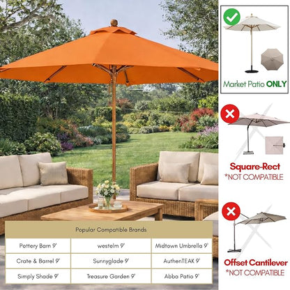 Formosa Covers 9ft 6 Ribs Market Patio Umbrella Replacement Canopy - Top Canvas - 600D UV Protective and Water Resistant Umbrella Fabric - Premium Quality Replacement Canopy Cover ONLY (Orange)