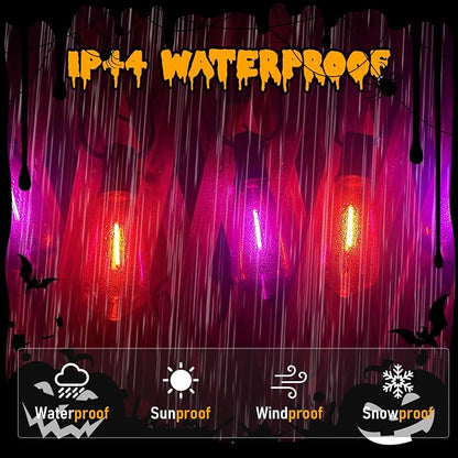 GOOTHY LED Outdoor Halloween Orange and Purple String Lights 10Ft Halloween Decorations Lights with 11 Shatterproof Bulbs, Hanging Patio Lights Outdoor Waterproof for Party Backyard Garden Decor