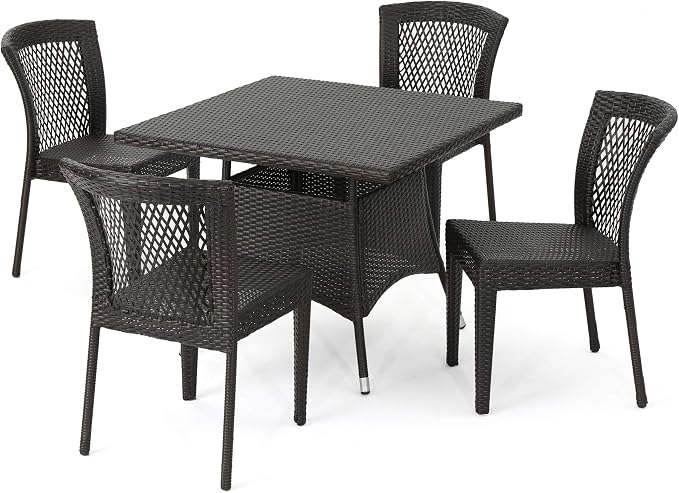 Christopher Knight Home Watkins Outdoor Wicker Dining Set, 5-Pcs Set, Multibrown