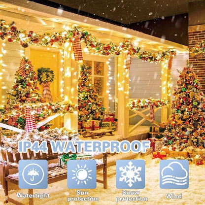 66ft Christmas Decorative Mini Lights,200 LED Green Wire Fairy Starry String Lights Plug in, 16Lighting Modes, for Indoor Outdoor Xmas Tree Wedding Party Decoration (Warm White)