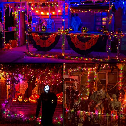 Brizled Halloween Lights Indoor Outdoor Purple Green & Orange Light String | 240 LED 95.14ft; 8 Modes; Connectable; Timer; Waterproof; Plugin Mini Twinkle Fairy Light for Outside Spooky Tree Decoration