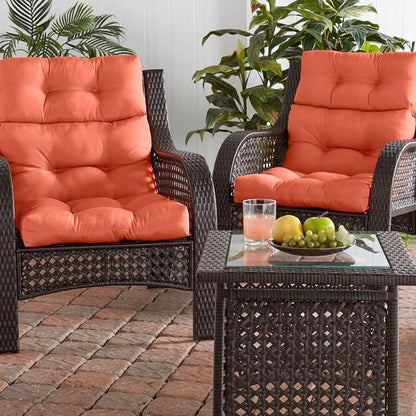 Greendale Home Fashions Outdoor 44x22-inch High Back Chair Cushions (Set of 2), Sunrise