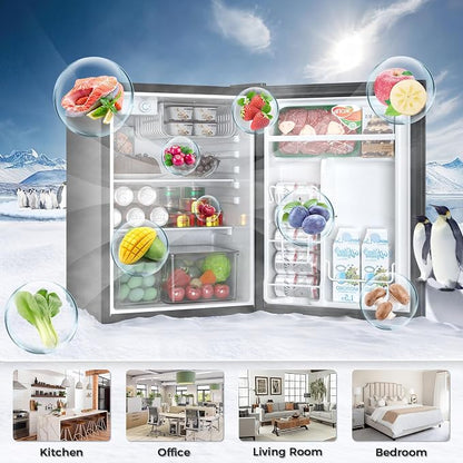 Antarctic Star Mini Compact Refrigerator with Freezer, 2.6 Cu.Ft. Single Door Adjustable Removable Shelves for Apartment/Dorm/Office,BLACK