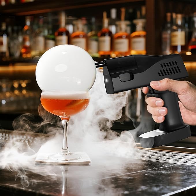 Electric Cocktail Bubble Smoke Gun Kit for Bar and Home Use-Aroma Gun Set Includes 4 Flavour Aromas and Edible Bubbles -for Enhancing Food and Drink Flavors Gift for Men/Dad/Husband/Bartender
