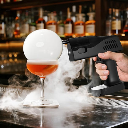 Electric Cocktail Bubble Smoke Gun Kit for Bar and Home Use-Aroma Gun Set Includes 4 Flavour Aromas and Edible Bubbles -for Enhancing Food and Drink Flavors Gift for Men/Dad/Husband/Bartender