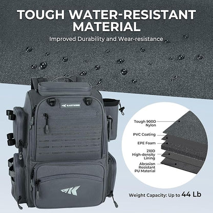 KastKing Bait Boss Fishing Tackle Backpack with Rod Holders-4 Tackle Boxes-Rain Cover,Storage for Fishing Gear