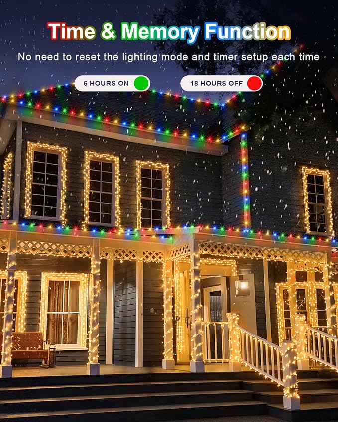 355FT 900LED Color Changing Christmas Lights, Extra Long Outdoor String Lights Waterproof, Timer & Memory, 8 Modes Dimmable Plug in Fairy for Outside Tree Wedding Patry White to Multicolor