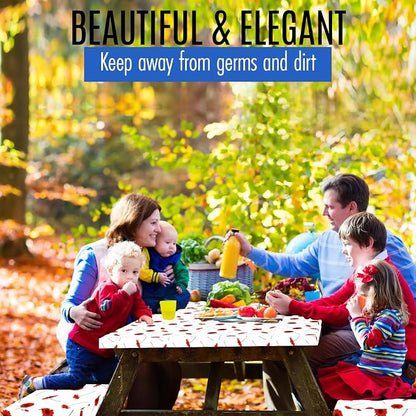 Premium Picnic Table Cover with Bench Covers Vinyl Fitted picnic table covers with Elastic RV Camping Accessories and Camper must haves Waterproof (Spring and Summer Flowers, 96 x 30(8ft))
