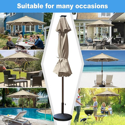 Eurmax USA 10-Year-Non-Fading 10FT Outdoor Patio Market Umbrella with LED Lights,UPF50+ UV Resistant,Heavy Duty Commercial Grade,Crank Lift Design,Windproof Vented Top for Garden,Pool,Deck,Antique Beige