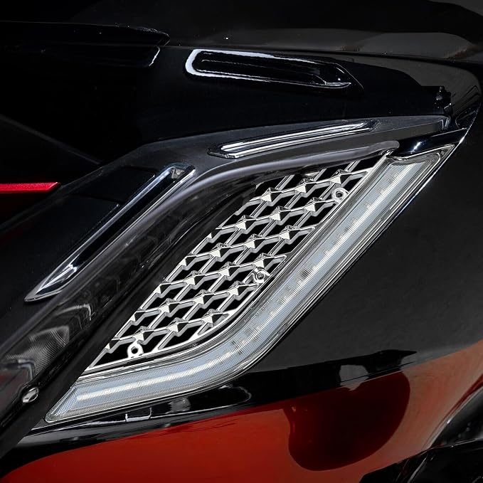 TCT-MOTORPARTS Chrome LED Radiator Grill Panels Light Fits for Honda Goldwing GL1800 Tour 2018-2023