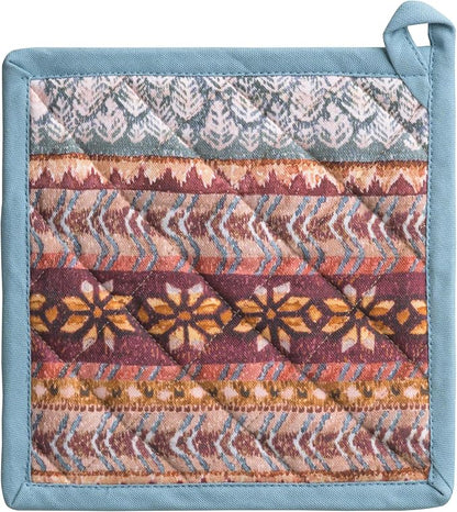Maison d' Hermine Pot Holders 100% Cotton Potholders (8" x 8", Pack of 1) | Heat Resistant Hot Pads with Loop BBQ Cooking Baking Hotel Kitchen Handling Hot Pans Thanksgiving Christmas - Fair Isle