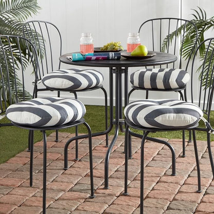 Greendale Home Fashions Gray Stripe Outdoor 15-inch Bistro Seat Cushion, Set of 4