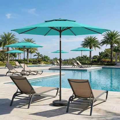 Patio Umbrella, 2 Tier Outdoor Table Umbrella, Large Vented Market Umbrellas with Push Button Tilt and Crank, 8 Sturdy Ribs for Backyard, Deck, Pool, UPF50+ UV Protection