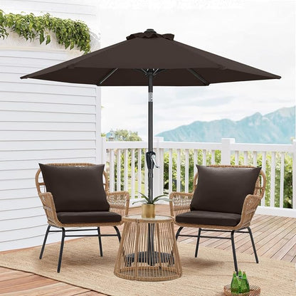 MASTERCANOPY 7.5ft Patio Umbrella with Tilt & Crank, Brown | 6 sturdy ribs;UV/water resistant;Vent;easy setup;for garden/deck/backyard/pool