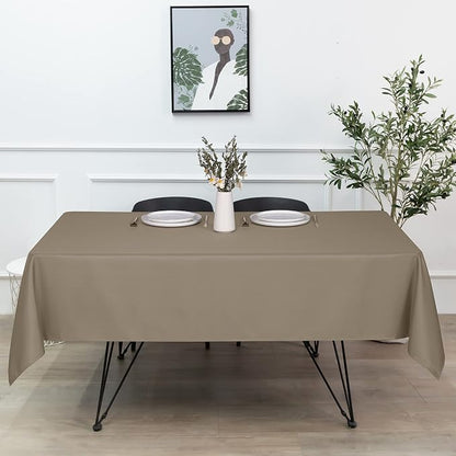 sancua Rectangle Tablecloth - 60 x 102 Inch - Stain and Wrinkle Resistant Washable Polyester Table Cloth, Decorative Fabric Table Cover for Dining Tables, Buffet Parties and Camping, Taupe