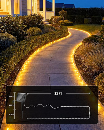 Minetom 4 Pack Solar String Lights, Total 132Ft 400 LED Solar Fairy Lights Outdoor Waterproof, 8 Modes Firefly Starry Twinkle Lights for Yard Garden Patio Tree DIY Crafts Wedding Party(Warm White)