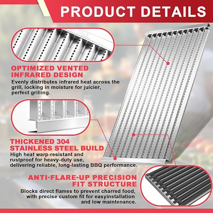 Emitter Plate & Grill Grate for Charbroil Commercial 3 Burner Gas Grill Parts 463242516 463242515 463367016 466242615 466242516 466242616 463346017, Parts for Charbroil Tru Infrared G466-0025-W1 Grill