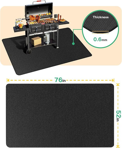 TAOMAND Large 76 x 52 inches Under Grill Mats for Outdoor Grill | Double-Sided Fireproof | Waterproof | Oil-Proof | Easy to Clean | Indoor Fireplace/Fire Pit Mat | Quality BBQ Mat for Deck Patio Lawn