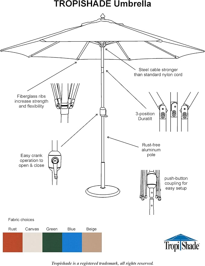 9 ft Umbrella with Terra Cotta Color Polyester Cover