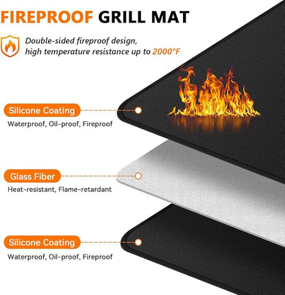75 x 40 inch Under Grill Mats for Blackstone - Large Fireproof Grill Mat for Deck Protector, Double-Sided Waterproof Oil-Proof BBQ Floor Matt for Blackstone Griddle Accessories
