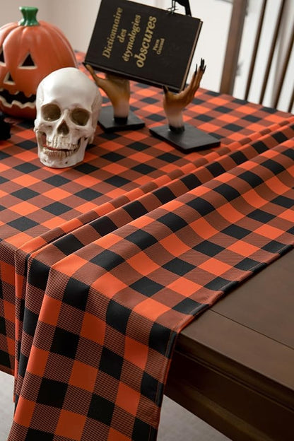 Classic Gingham Buffalo Tablecloth Fabric - Oblong 90x156 Inch Water Proof Checkered Table Cloth for Indoor Outdoor - Table Cover for Birthday, Picnics, BBQs, and Parties
